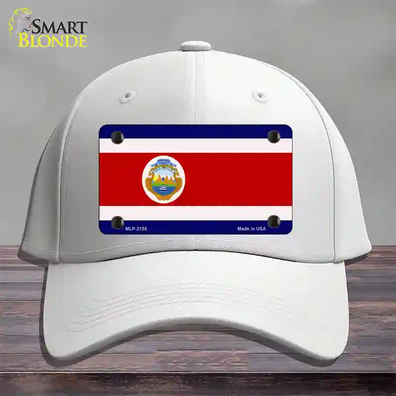 Costa Rica Flag Novelty License Plate Hat Cotton / White