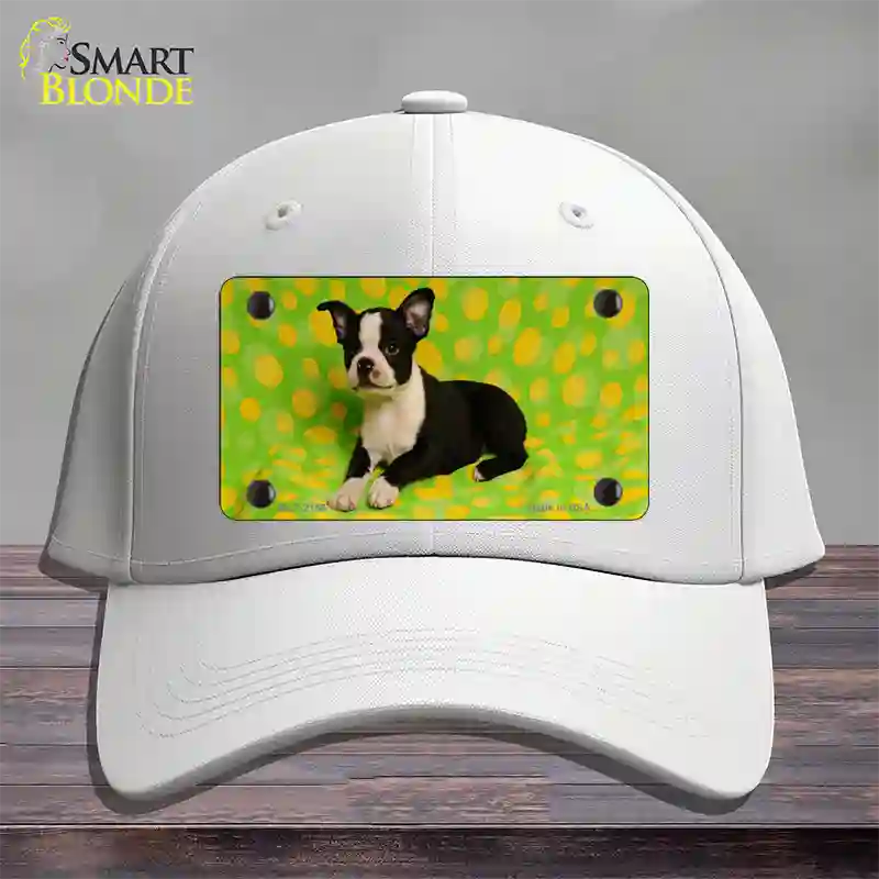 Boston Terrier Dog Novelty License Plate Hat Cotton / White