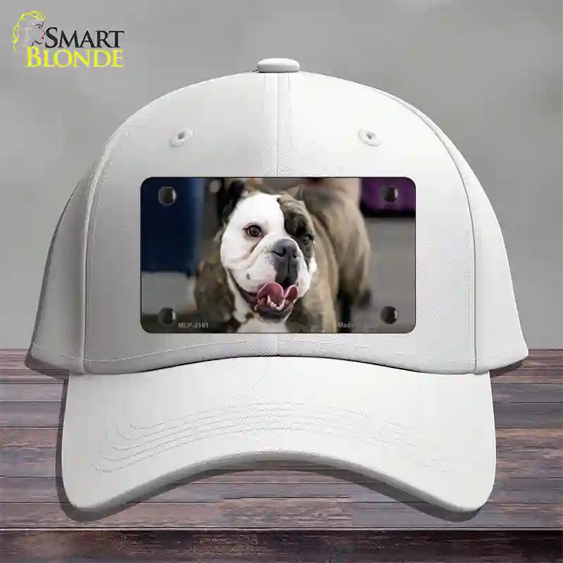 Bulldog Dog Novelty License Plate Hat Cotton / White