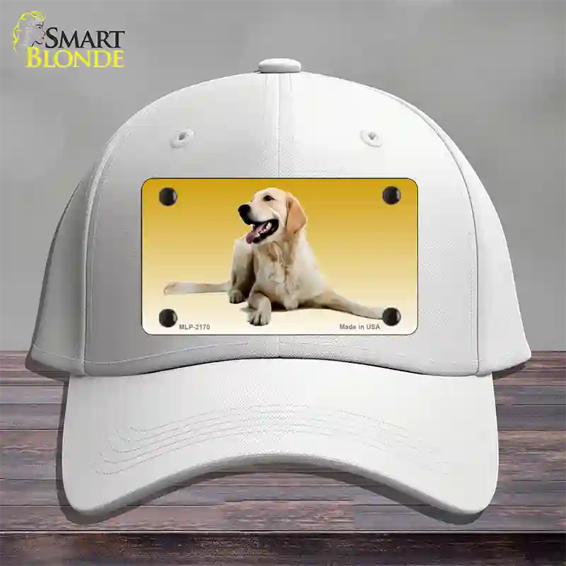 Golden Retriever Dog Novelty License Plate Hat Cotton / White