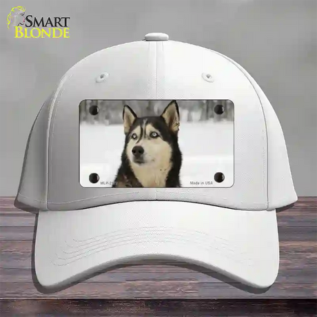 Husky Dog Novelty License Plate Hat Cotton / White