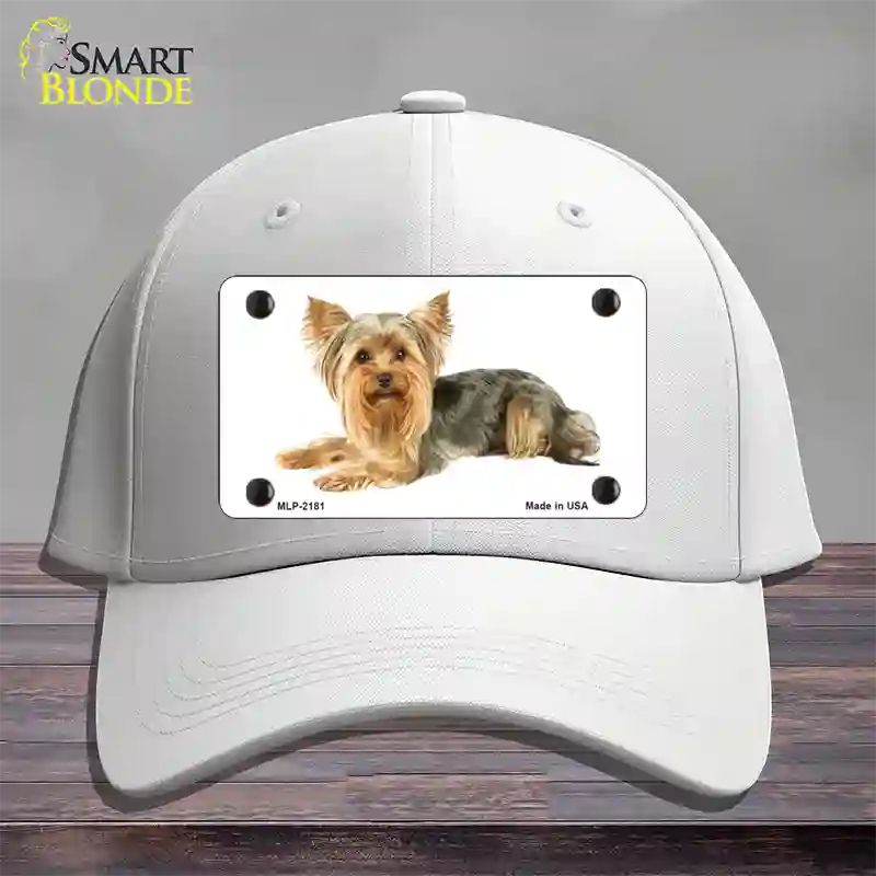 Yorkshire Terrier Dog Novelty License Plate Hat Cotton / White