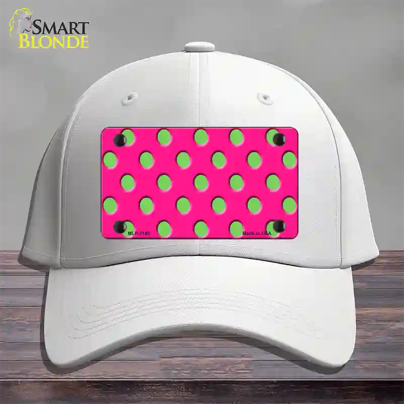 Lime Green Polka Dots Hot Pink Novelty License Plate Hat Cotton / White