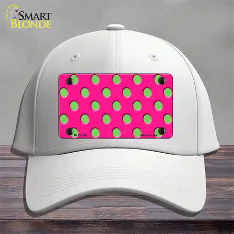 Lime Green Polka Dots Hot Pink Novelty License Plate Hat Cotton / White