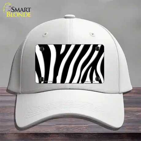 Black White Zebra Novelty License Plate Hat Cotton / White