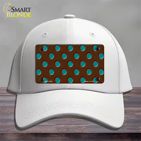 Teal Polka Dots Brown Novelty License Plate Hat Cotton / White