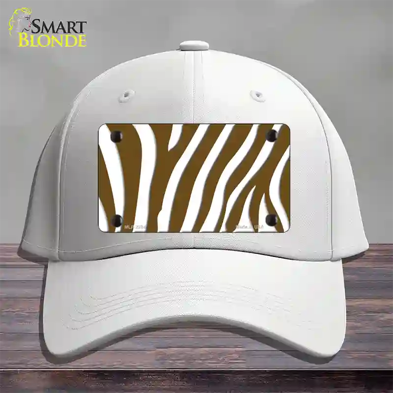 Brown White Zebra Novelty License Plate Hat Cotton / White