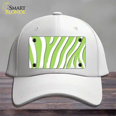 Lime Green White Zebra Novelty License Plate Hat Cotton / White