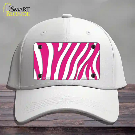 Hot Pink White Zebra Novelty License Plate Hat Cotton / White