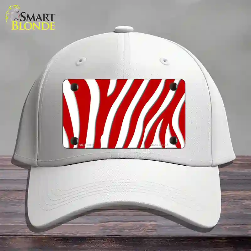 Red White Zebra Novelty License Plate Hat Cotton / White