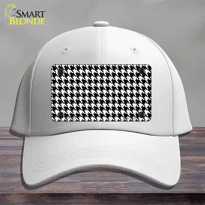 White Black Houndstooth Novelty License Plate Hat Cotton / White