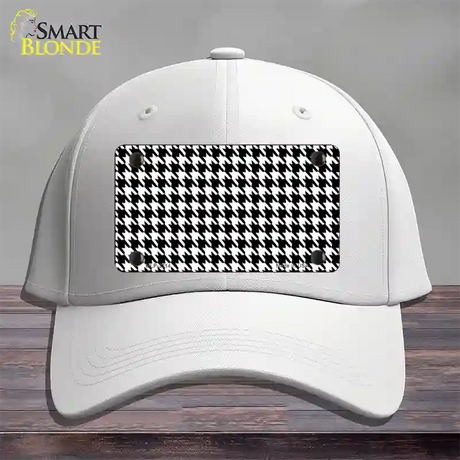 White Black Houndstooth Novelty License Plate Hat Cotton / White