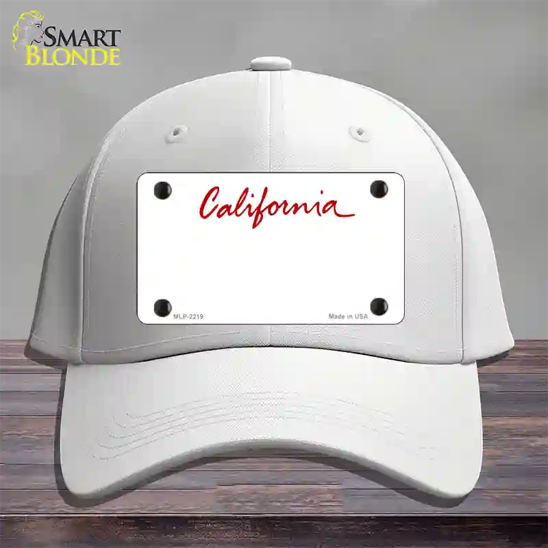 California State Blank Novelty License Plate Hat Cotton / White