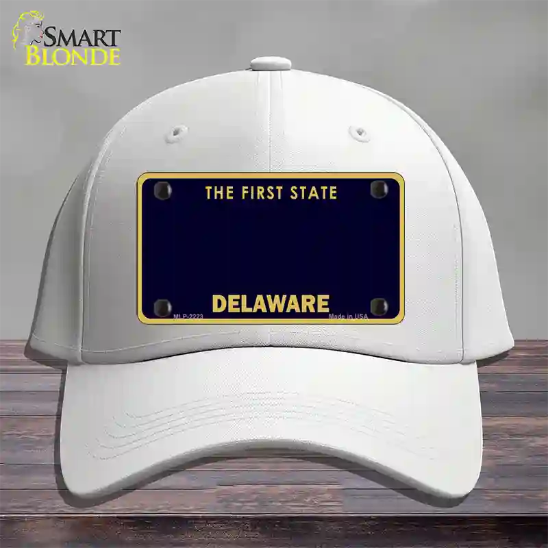 Delaware State Blank Novelty License Plate Hat Cotton / White