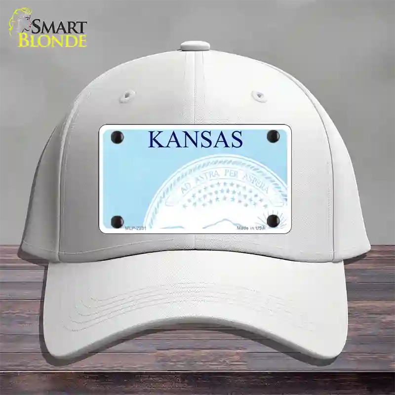 Kansas State Blank Novelty License Plate Hat Cotton / White