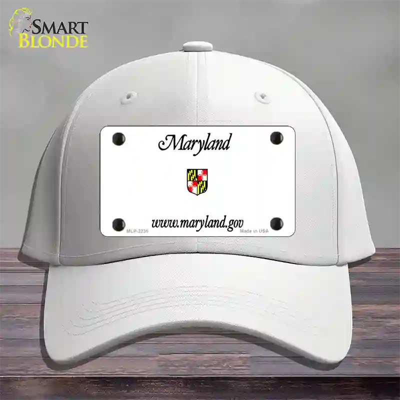 Maryland Gov State Blank Novelty License Plate Hat Cotton / White