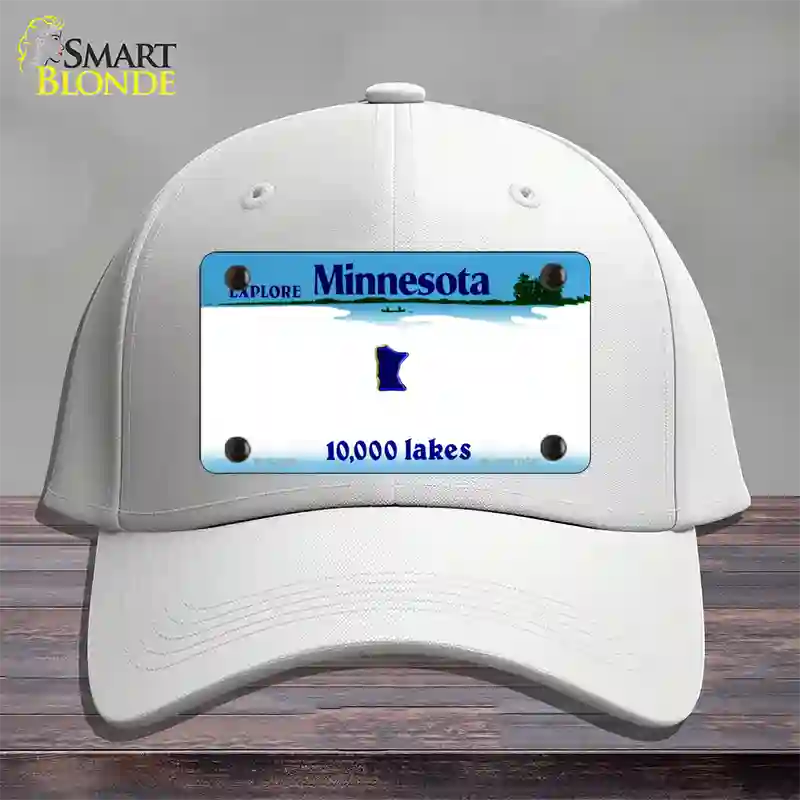 Minnesota State Blank Novelty License Plate Hat Cotton / White