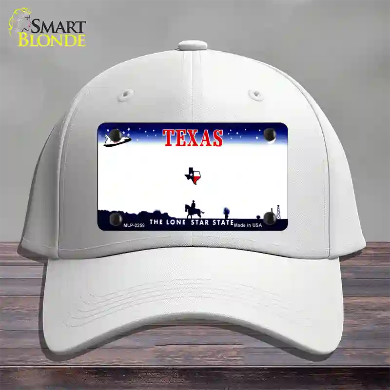 Texas State Blank Novelty License Plate Hat Cotton / White