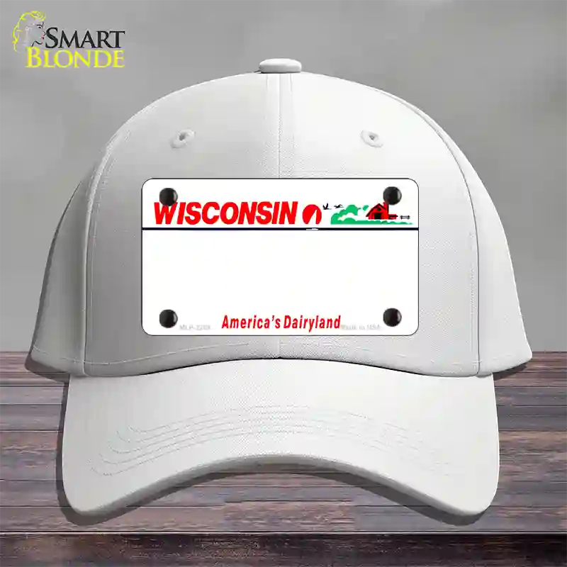 Wisconsin State Blank Novelty License Plate Hat Cotton / White