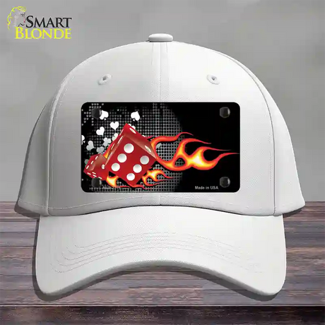 Fire Dice Flame Novelty License Plate Hat Cotton / White