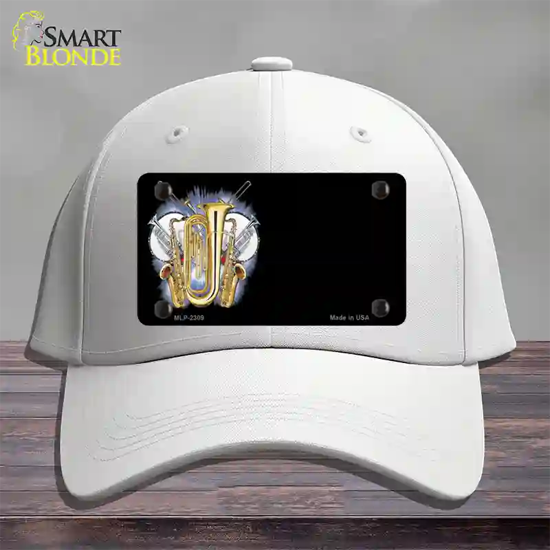 Band Musical Instruments Offset Novelty License Plate Hat Cotton / White