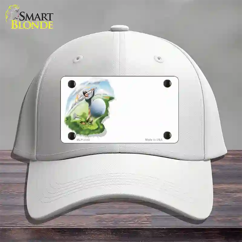 Golf Tee Shot Offset Novelty License Plate Hat Cotton / White