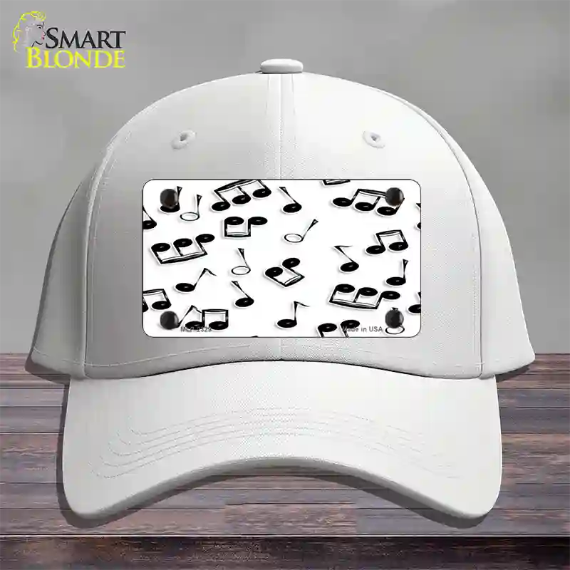 Musical Notes Black White Novelty License Plate Hat Cotton / White