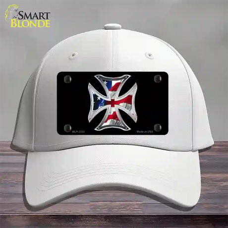 Maltese Cross Flag Novelty License Plate Hat Cotton / White