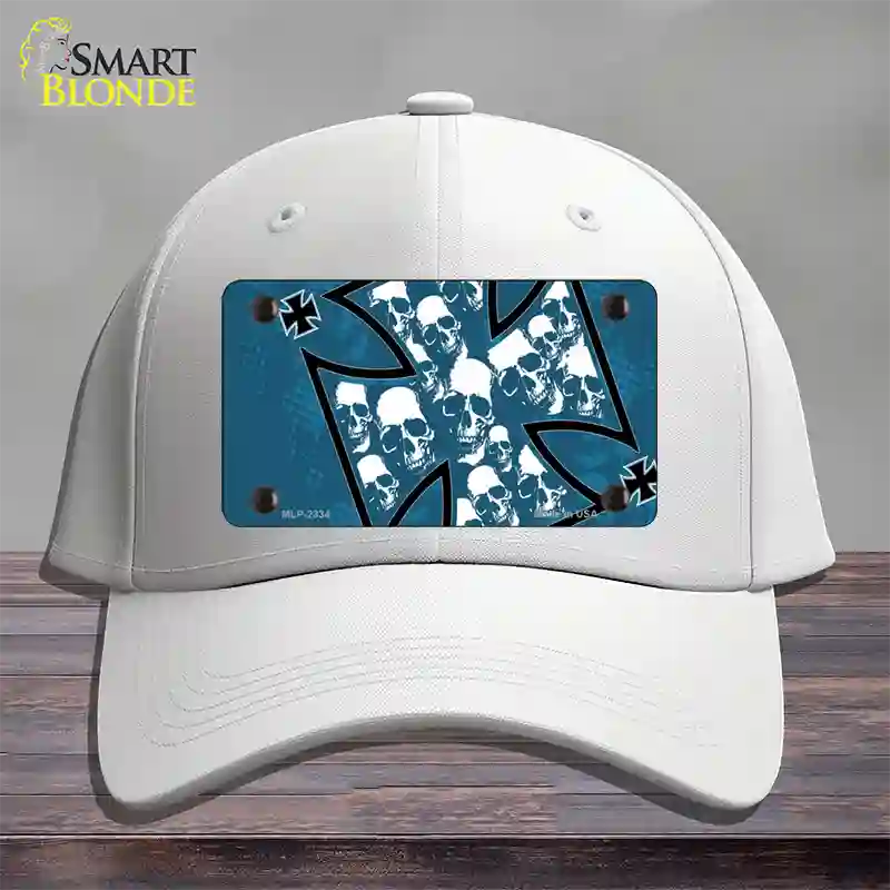 Maltese Cross Skulls Novelty License Plate Hat Cotton / White