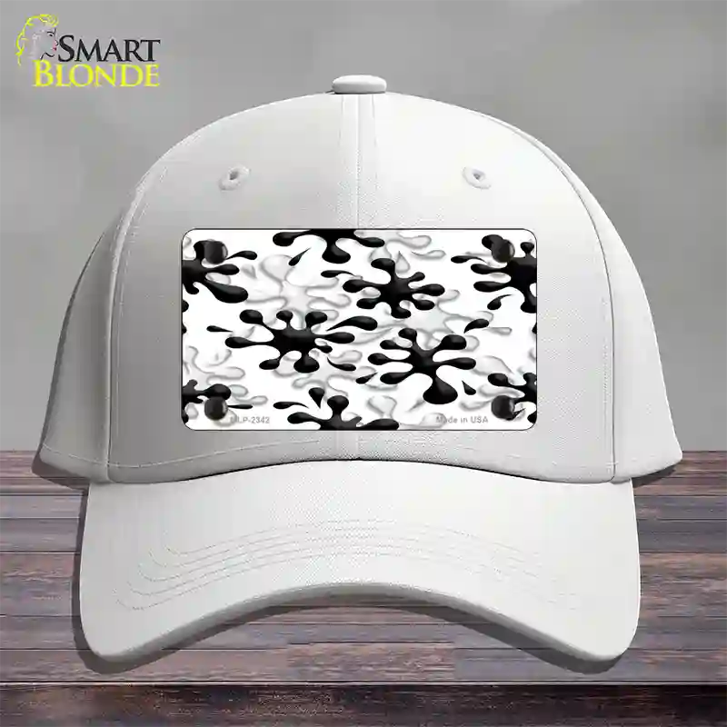 Splatter Black White Novelty License Plate Hat Cotton / White