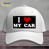 I Love My Car Black Novelty License Plate Hat Cotton / White