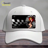 Racing Pin Up Girl Novelty License Plate Hat Cotton / White