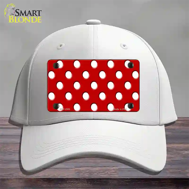 White Polka Dots Red Novelty License Plate Hat Cotton / White