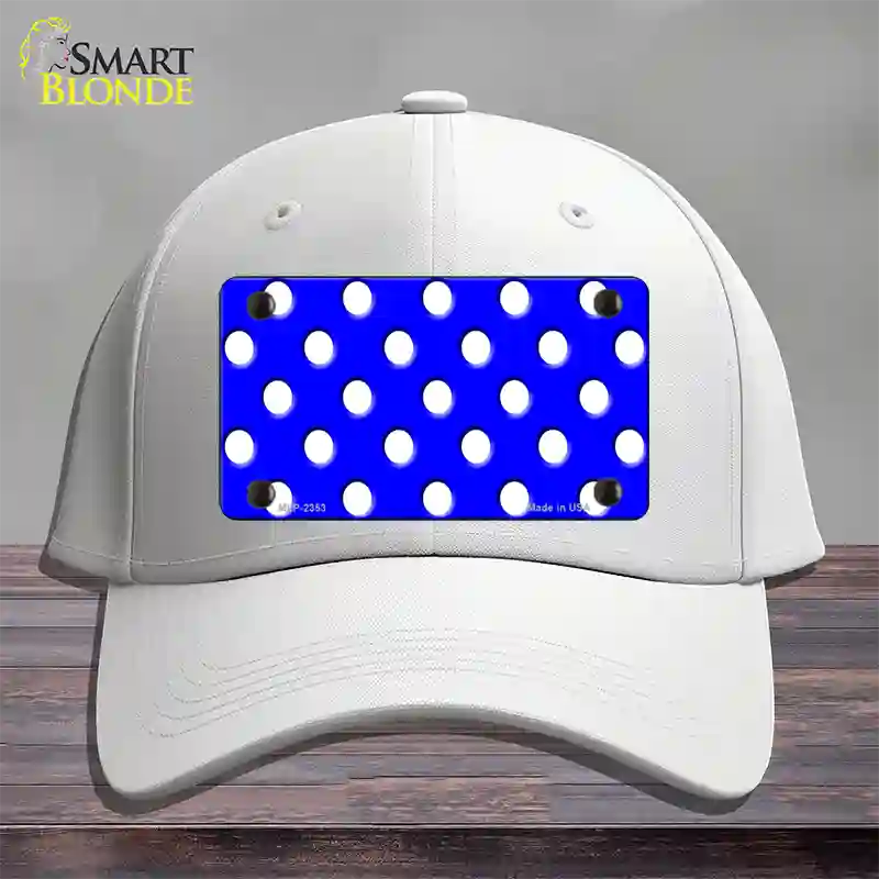 White Polka Dots Royal Blue Novelty License Plate Hat Cotton / White