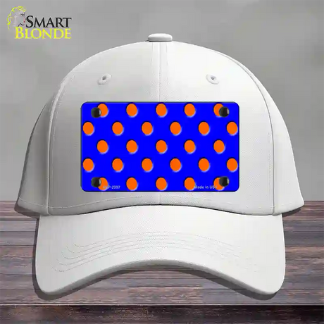 Orange Polka Dots Royal Blue Novelty License Plate Hat Cotton / White