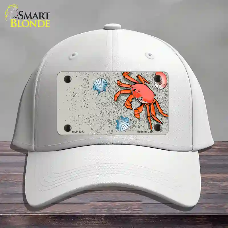 Crab And Seashells Novelty License Plate Hat Cotton / White