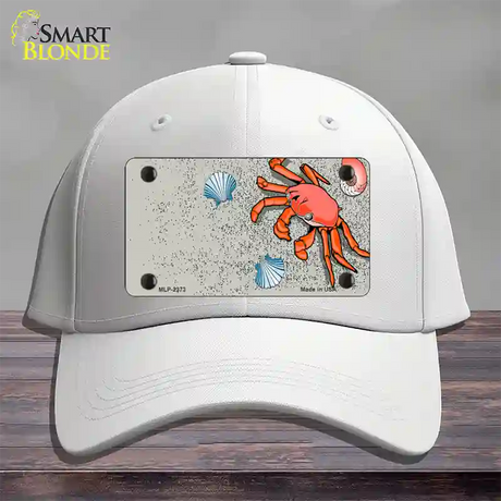 Crab And Seashells Novelty License Plate Hat Cotton / White