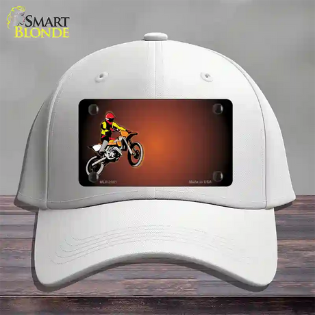 Dirt Bike Rider Offset Novelty License Plate Hat Cotton / White