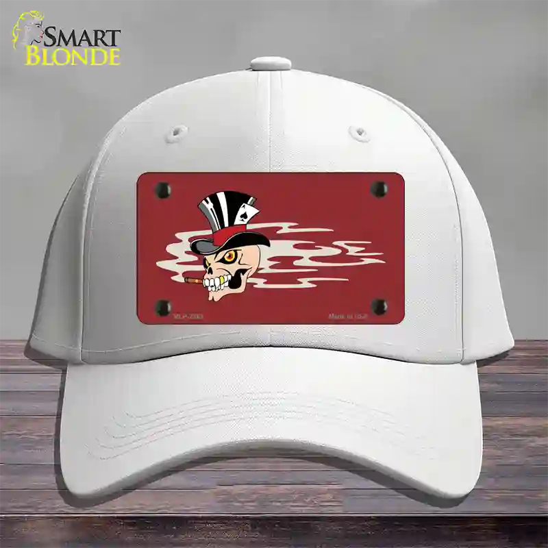 Smokin Joker Top Hat Skull Offset Novelty License Plate Hat Cotton / White