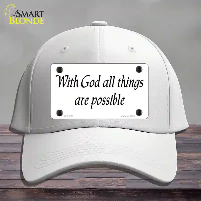 All Things Possible Novelty License Plate Hat Cotton / White