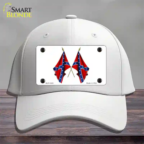 Confederate Crossed Flags Novelty License Plate Hat Cotton / White