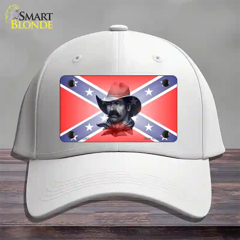 Confederate Flag Cowboy Novelty License Plate Hat Cotton / White