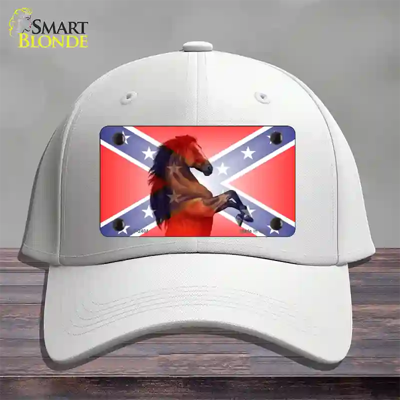 Confederate Flag Stallion Horse Novelty License Plate Hat Cotton / White