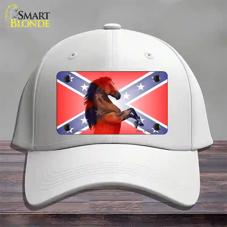 Confederate Flag Stallion Horse Novelty License Plate Hat Cotton / White