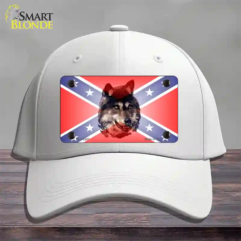 Confederate Flag Faded Wolf Novelty License Plate Hat Cotton / White