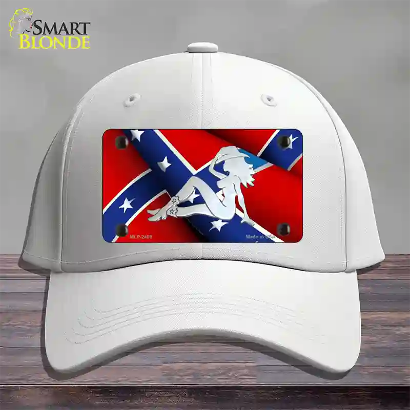 Rebel Flag Mudflap Cowgirl Novelty License Plate Hat Cotton / White