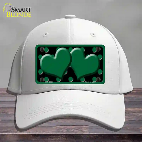 Green Black Polka Dot Green Center Hearts Novelty License Plate Hat Cotton / White