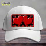 Red Black Polka Dot Red Center Hearts Novelty License Plate Hat Cotton / White