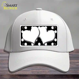 White Black Polka Dot Black Center Hearts Novelty License Plate Hat Cotton / White