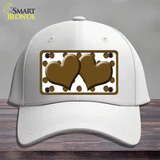 Brown White Polka Dot Brown Centered Hearts Novelty License Plate Hat Cotton / White